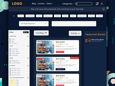 Product Listings bookstore layout modern design navigation typography ui ux web design