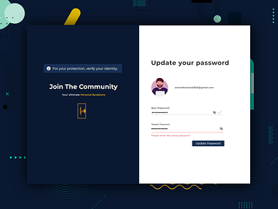 Update Password branding layout modern design password change ui ux web design