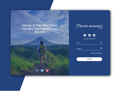 Travel Website Login Page login design login page login screen login ui login ux travel travel blog travel login page travel web travel website visual design web design