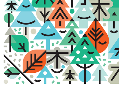 Forest Faces art design forest graphic icon illustration japanese pattern trees vector