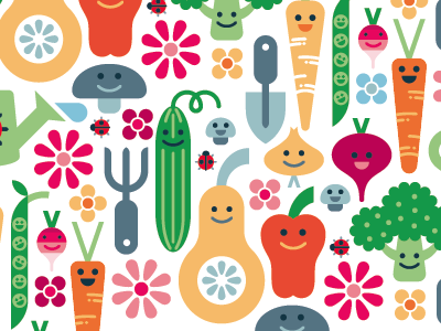 vegetable pattern children cute garden graphic icon icons japanese ladybird pattern smile vector