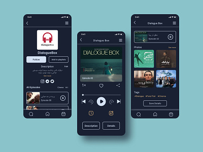 Podcast Player. (Pezhvaak) app design illustration ui ux