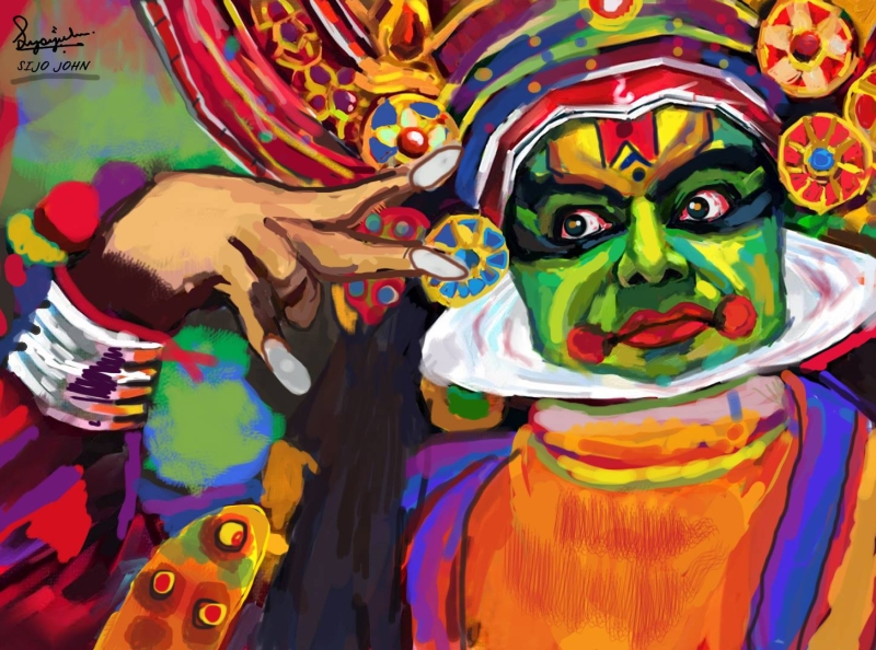 Kathakali Dancer Face Art Print I Kerala Painting I Indian - Etsy Singapore