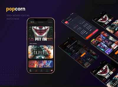 popcorn movie app concept booking booking app booking page cinema clean clean design clean ui dark app dark theme dark ui mobile mobile app mobile app design mobile design mobile ui movie app movies ui design uidesign ux ui