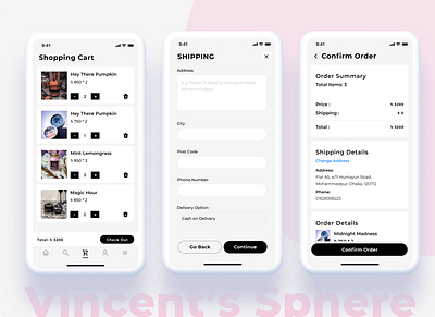 Ecommerce checkout flow (Vincent's Sphere) branding checkout ecommerce figma shipping ui ux