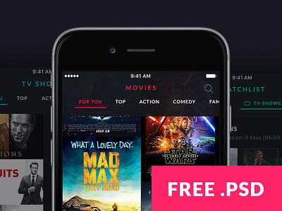 Month #01 - free movie & TV Show app template free psd free template ios psd ios template iphone psd iphone template mobile psd mobile template movie psd movie template