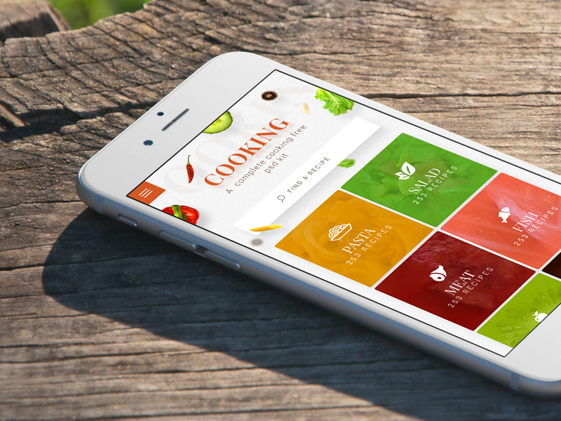 Cooking App - monthlytemplate.net free psd monthly template ios nav menu home mobile iphone app cooking