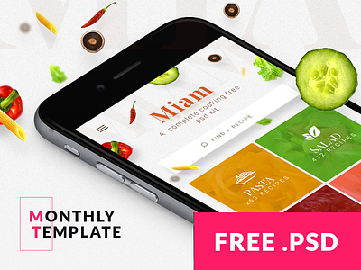 Month #02 - free Cooking & Recipe app template cooking psd cooking template free psd free template ios psd ios template iphone psd iphone template mobile psd mobile template