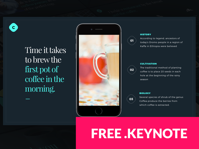 Coffee FREE Keynote template free template template free monthlytemplate coffee website design presentation keynote