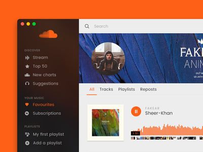 Soundcloud App Template Profil page
