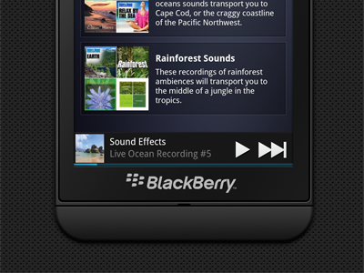Blackberry 10 Mockup bb10 blackberry device music phone rim songza
