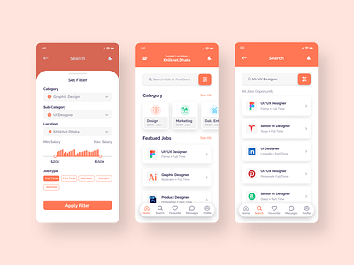 Job Finding App UI app beauty best clean design finding job job application job board job listing minimal trendy ui uiux