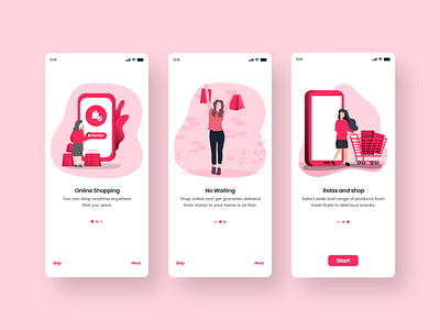 Grocey Shopping App Onboarding app best branding clean delivery app design food grocery delivery minimal online grocery online shop online store trendy uiux