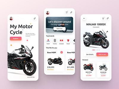 Motorcycle buying app adobexd app design appdesign appdevelopment apps dailyui figma interface motor motorcycle motorcycles riding ui uidesign uidesigns uitrends uiux userexperience userinterface ux