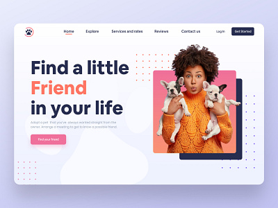 Adopt a Pet Landing Page animal animals cats design dogs interface interfaces pet pets prototype ui ui designer uidesign uidesigner uidesigns uiux ux website websites wireframe
