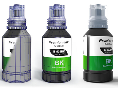 Premium Ink Bottle 3d modeling 3d rendering autodesk maya keyshot rendering product design