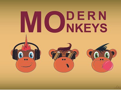Modern Monkeys concept art illustration typogaphy vector
