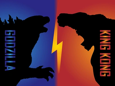 Godzilla vs KingKong design illustration poster typogaphy vector