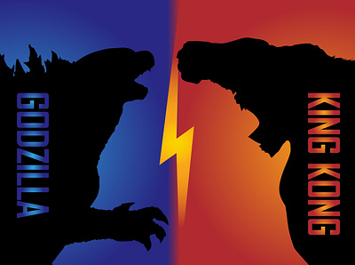 Godzilla vs KingKong design illustration poster typogaphy vector