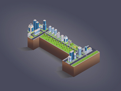 Isometric City in 1 concept art design illustration texture typogaphy vector