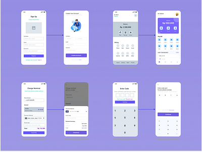 Wireframe to Visual UI Mobile App E-Wallet graphic design ui