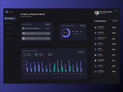 Website Finance (Dark Theme) dashboard ui ui designer ui ux designer user interface website