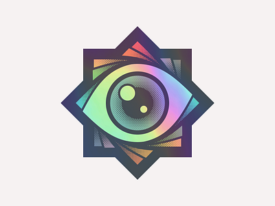 Spiraleyezed color colorful eye eyes halftone holographic rainbow spectrum spiral star sticker stickermule