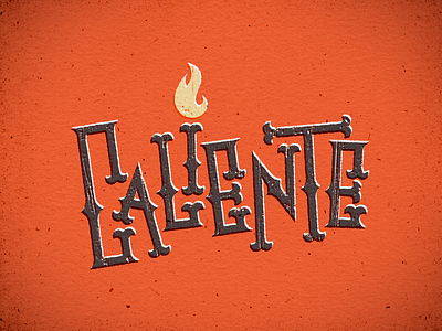 Caliente lettering - 02 burned burnt caliente custom fire hand drawn hot lettering orange red type typography