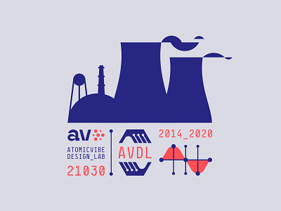 atomicvibe 2020 redesign - 04 a atomic blue branding cooling tower custom type experimental type geometric graph hands hexagon lab logo monogram monospace nuclear numbers reactor smoke v
