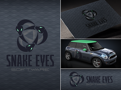 Snake Eyes Software branding - final! celtic knot continuum escher knot logo ouroboros snake snakes software stealth tech trefoil knot