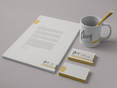 The Perry - stationery apartment branding hand drawn lettering logo luxury mid century real estate retro