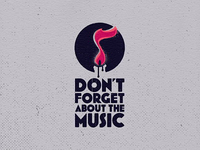 Don't Forget About the Music logo candle circle double meaning eighth note flame logo music musical note negative space note