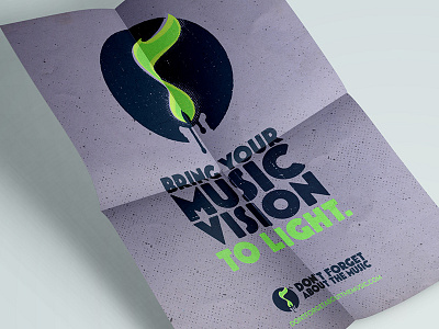 Don't Forget About the Music poster candle circle double meaning eighth note flame logo music musical note negative space note