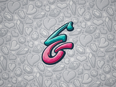 Liv & Gigi - secondary monogram blue branding diamonds entertainment feminine girly hearts lettering logo monogram pink script