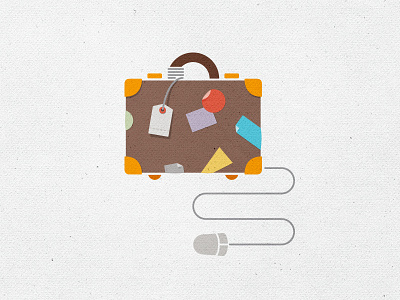 Inspirato - booking online travel american express briefcase brown business business travel flat illustration inspirato mouse online simple suitcase