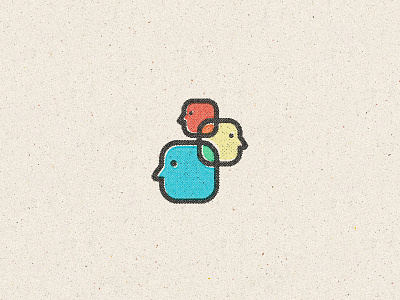 Thinking about getting ahead colors head icon letterpress logo overlap retro square talk bubbles