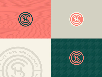 HSco. - monogram 03 badge circle green h logo monogram pink round s seal tan