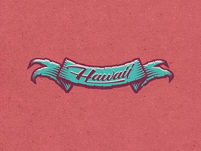 Ha Vi Ee blue hawaii illustration lettering linocut pink rough roughened scroll texture woodcut