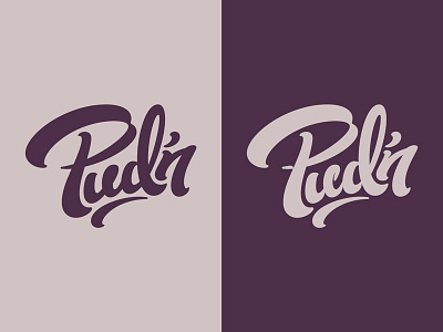 Sweet pud'n 02 brush curves curvy dessert lettering logo rounded smooth sugar sweet typography