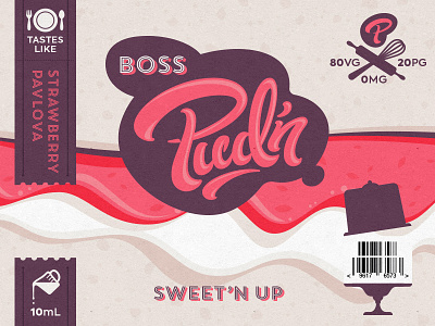 Sweet pud'n 04 brush curves curvy dessert lettering logo rounded smooth sugar sweet typography vape