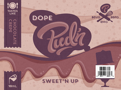 Sweet pud'n 06 brush chocolate curves curvy dessert lettering logo rounded smooth sweet typography vape