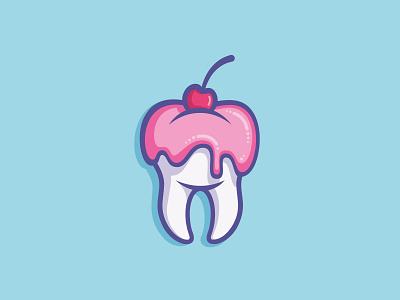 Sweet Tooth! cherry cupcake dessert frosting icing illustration logo sticker stickermule sugar sweet tooth