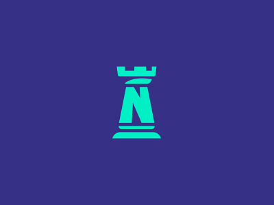 N stands for "not this time, rook" blue chess data defense digital green icon logo n rook security tower