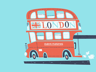 London or Bus'd blue britain british bus cartoon double decker england great britain hand hat illustration london organic playful red retro union jack whimsical white