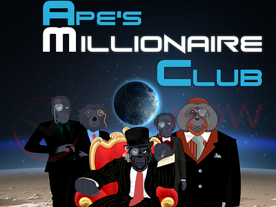 APE'S MILLONAIRE CLUB 3d art asrt branding business club earth gaming gang graphic design illustraion illustration logo mascot million minimal pictorial mark team trend typography