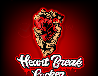 Heartbreak Locker 3d art branding business custom logo design gaming graphic design heart illustraion lock logo pictorial mark red trending typography