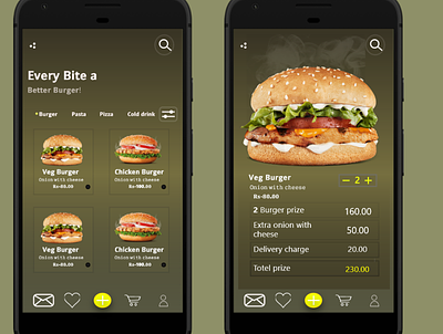 Sample UI design for a Food App.