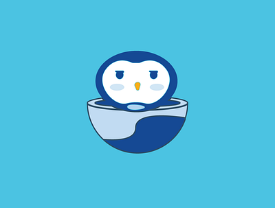 Cup Logo animal artwork blue branding character cup design graphic design illustration illustrator logo penguins vector