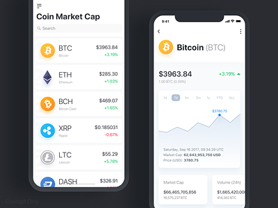 Coin Market Cap - Concept app bitcoin cap coin crypto currency design ios11 iphonex market ui ux