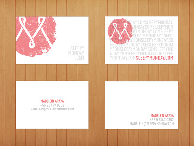 Business card business card monday simple sleepy stamp